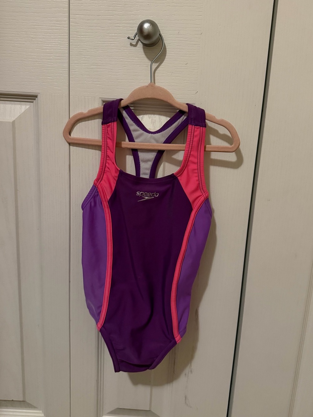 Speedo Girls' Purple and Pink Racerback One-Piece Swimsuit
